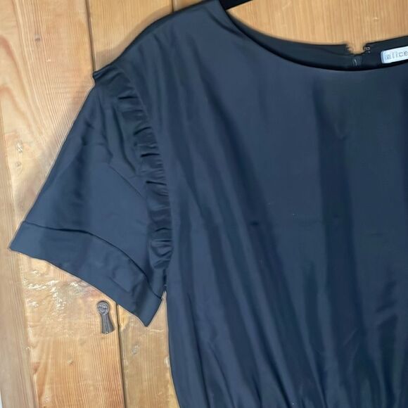 Alice + Olivia Garner Drop Shoulder Black Ruffle Mini Dress - Picture 7 of 9